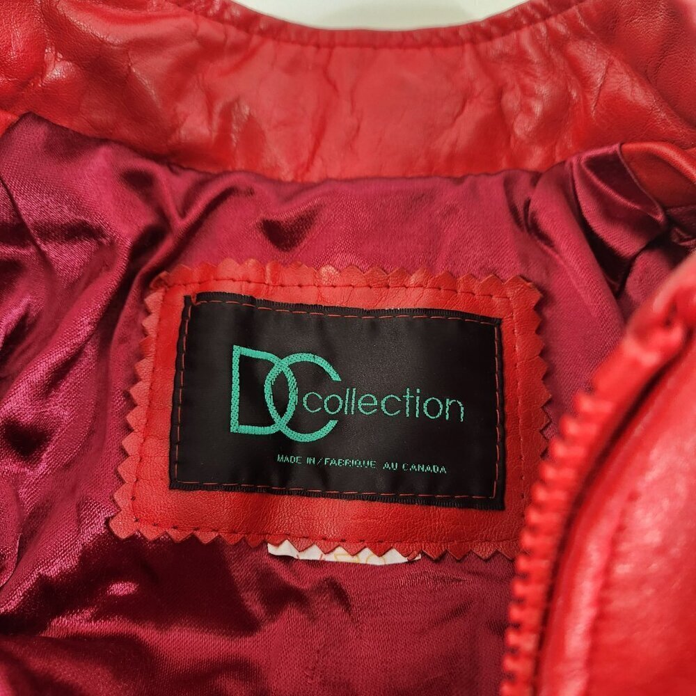 DC Collection Red Leather Jacket Size Small - Picture 9 of 12